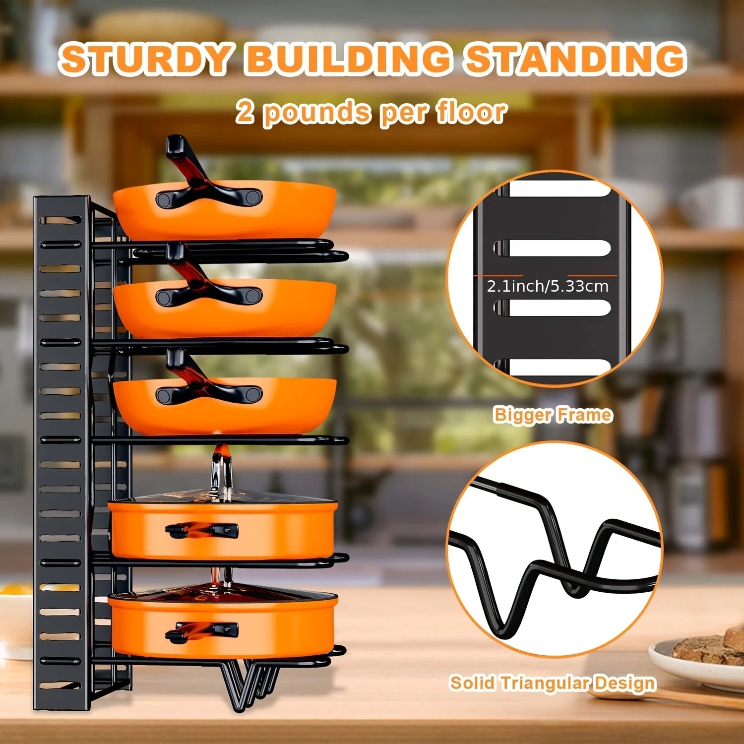 8-Tier Duty Pot Rack Organizer Durable Metal™