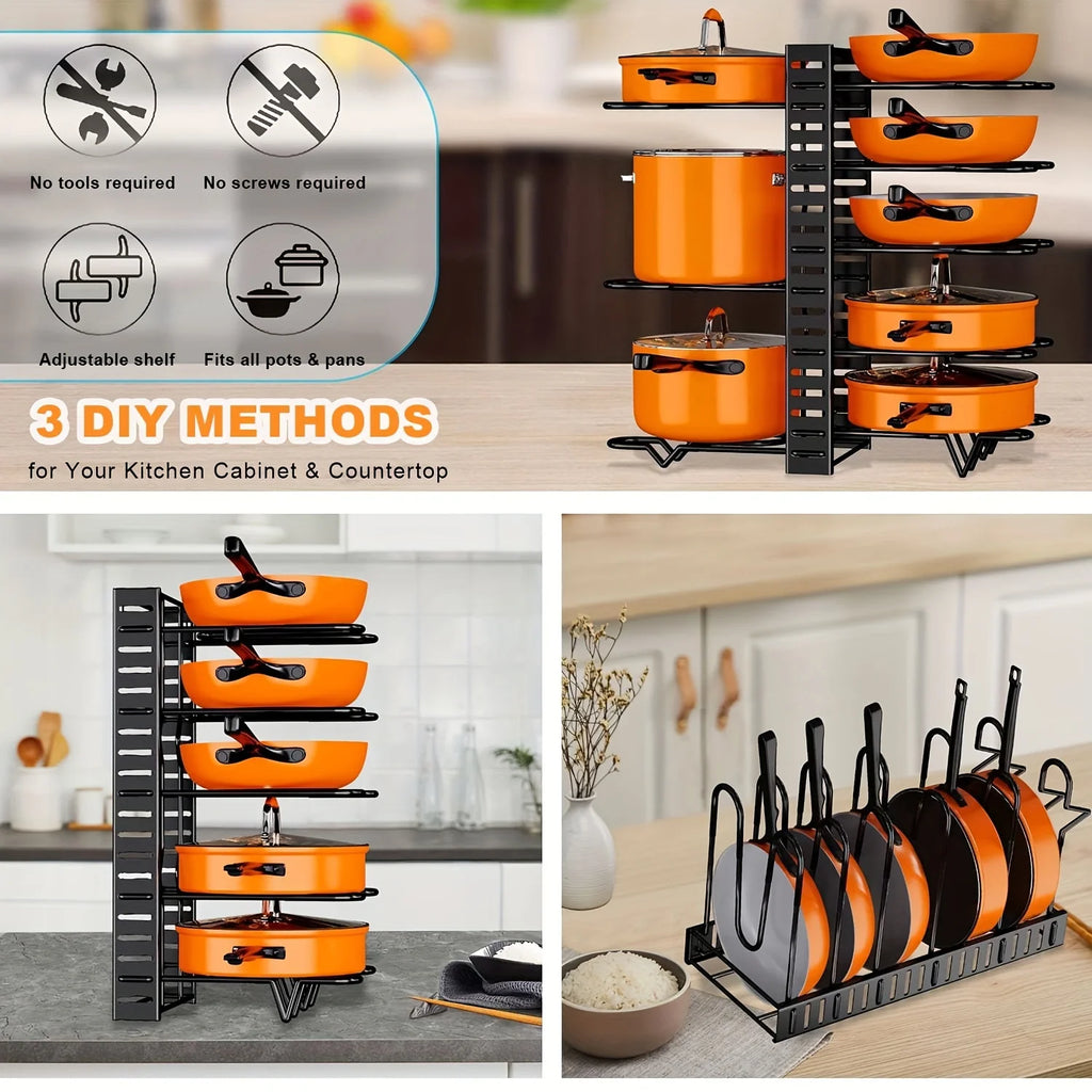 8-Tier Duty Pot Rack Organizer Durable Metal™