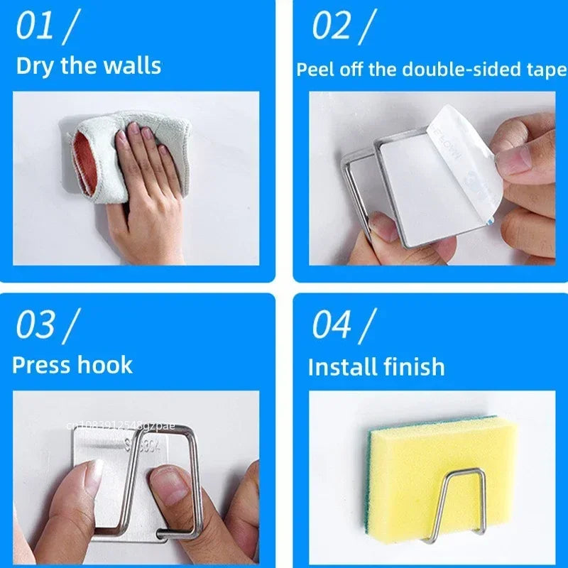 1/3/6pcs Stainless Steel Sink Sponge Rack For Sponge™